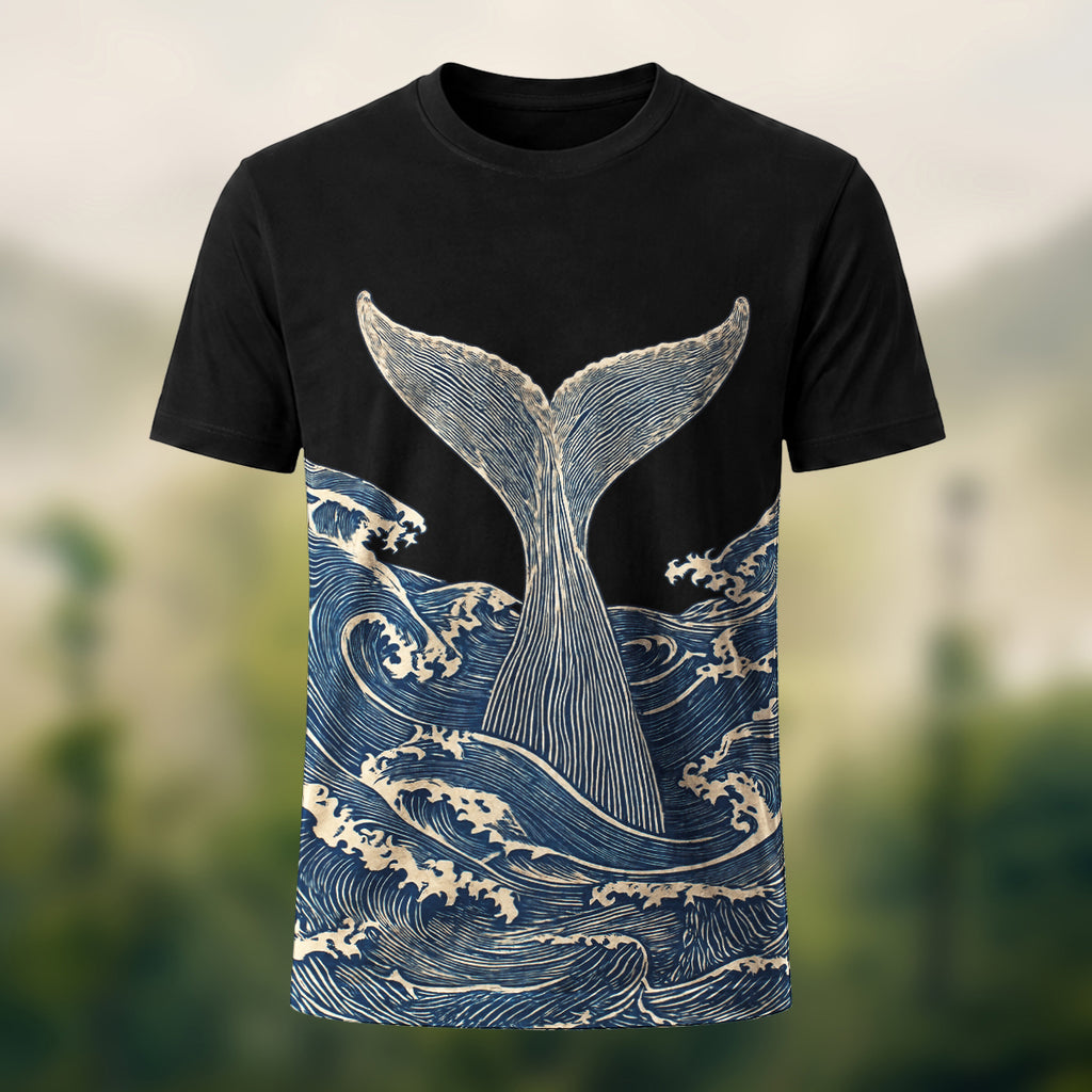 Vintage Sculptural Whale Tail Tee Black