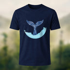 Minimalist Fluid Whale Tail Premium Cotton Tee Navy