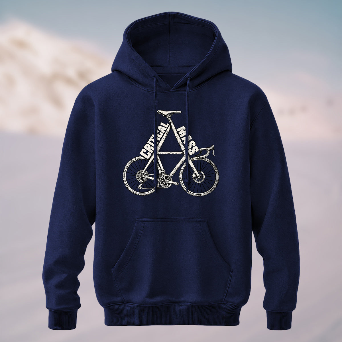 Cotton Made Vintage Urban Bicycle Hoodie Navy