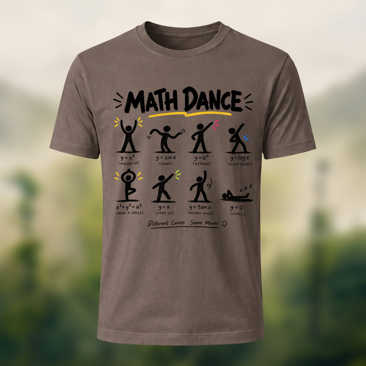 Humorous Math Dance Combed Cotton T-Shirt Coffee