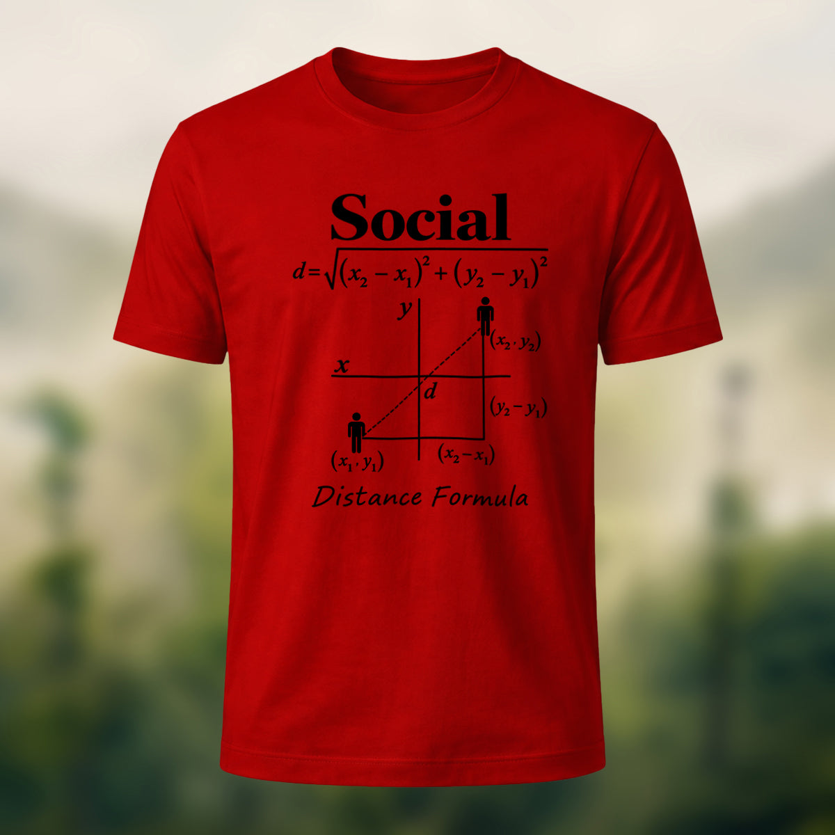 Creative Social Distance Premium Cotton T-Shirt Red