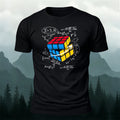 Rubik's Cube Print Casual Soft Cotton T-Shirt Black