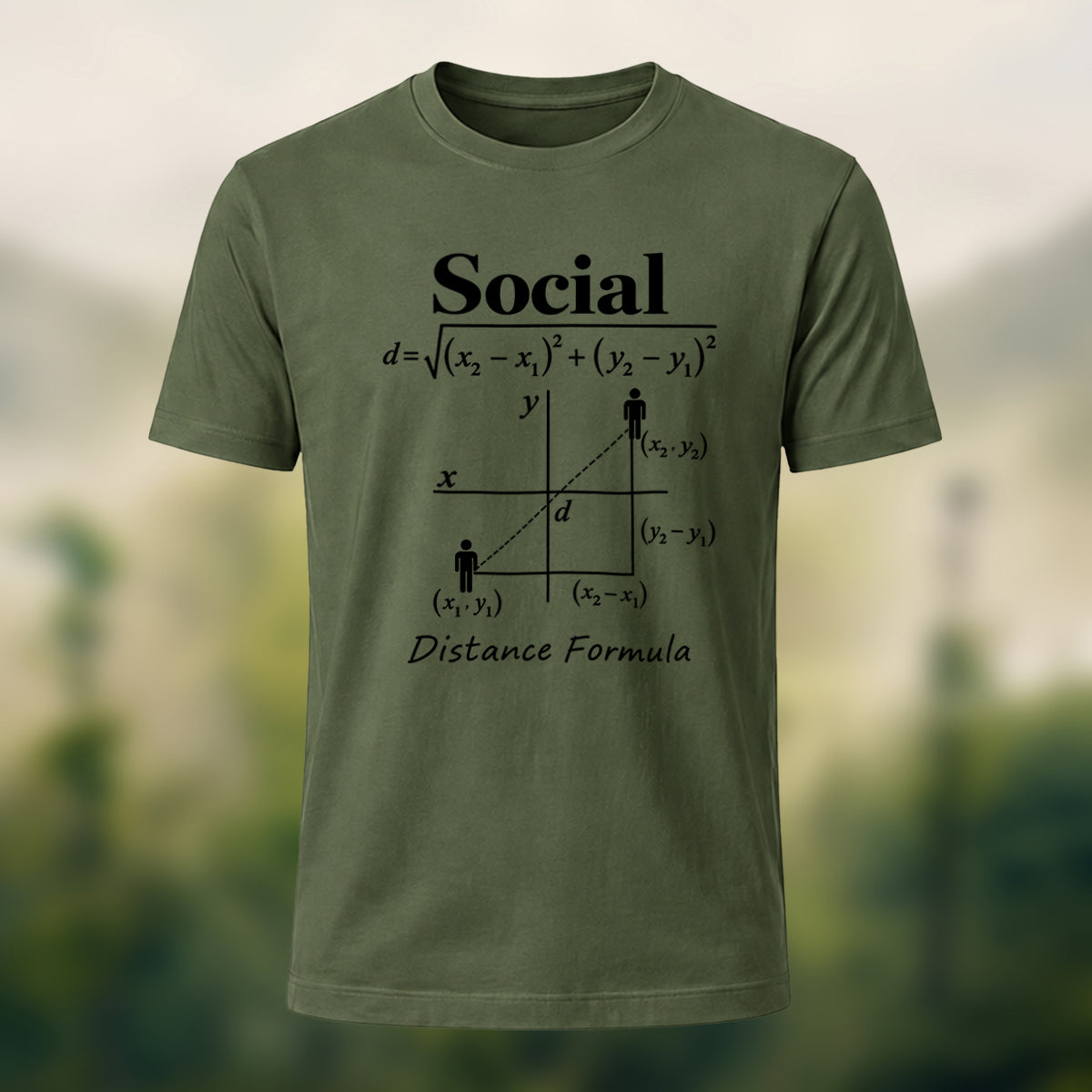 Creative Social Distance Premium Cotton T-Shirt Olive Green