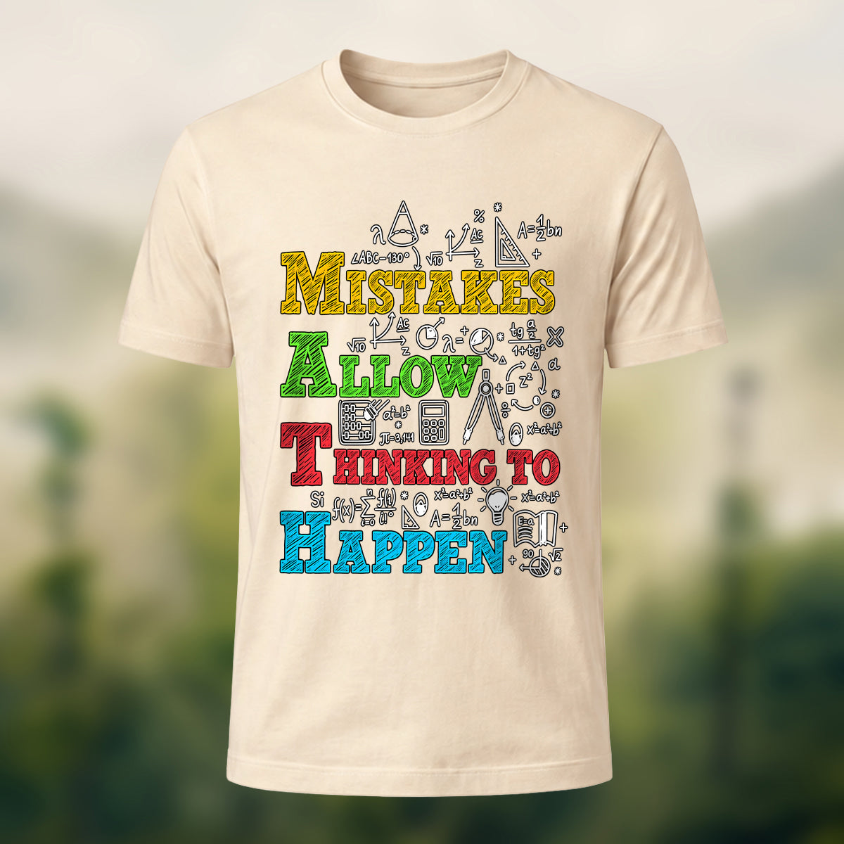 Witty Math Education Combed Cotton T-Shirt Beige