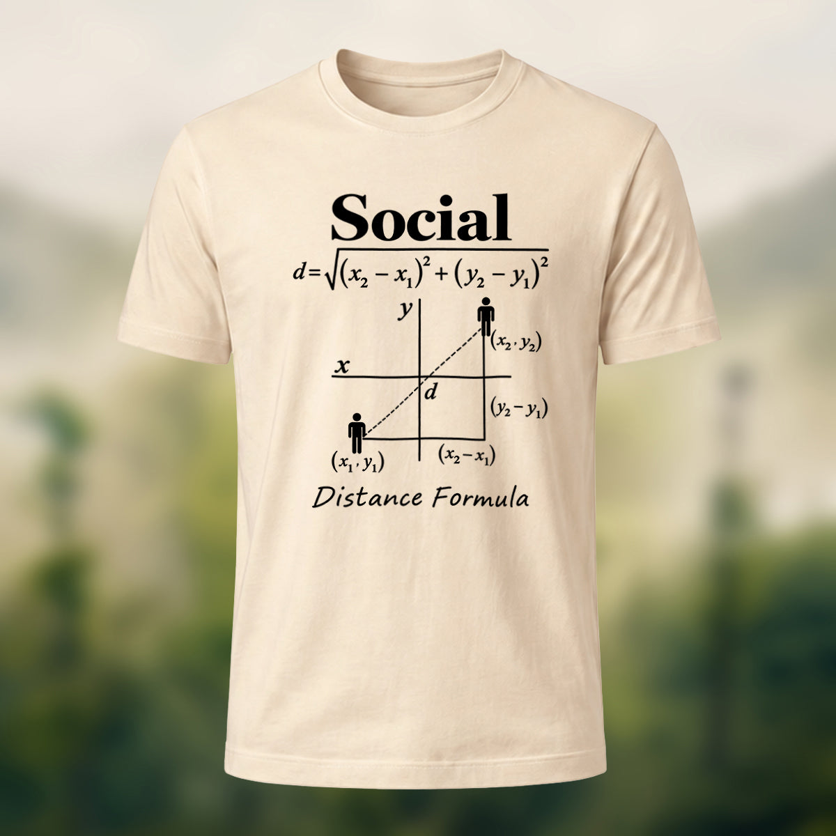 Creative Social Distance Premium Cotton T-Shirt Beige