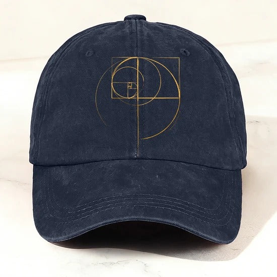 Minimal Geometric Golden Ratio Baseball Cap Navy Blue