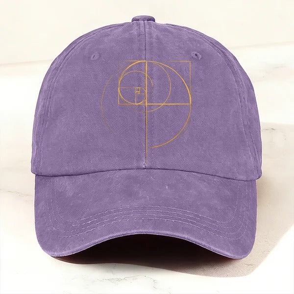 Minimal Geometric Golden Ratio Baseball Cap Purple