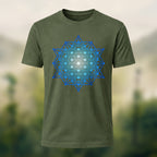 Geometric Crystal Print Premium Cotton T-Shirt Olive Green