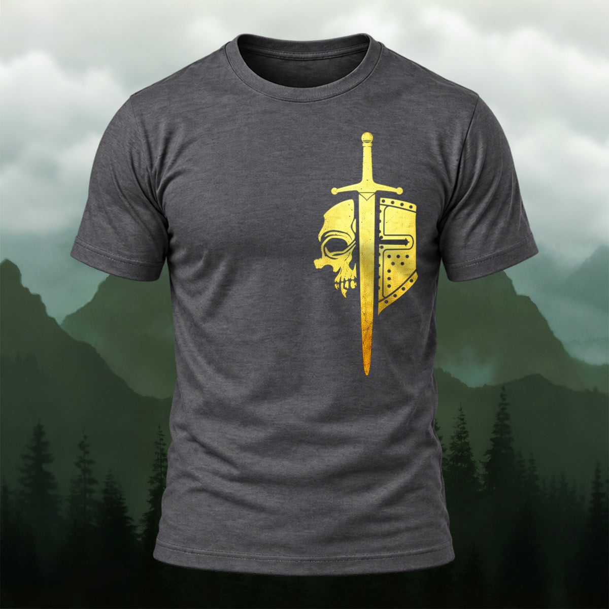 Ancient Celtic Sword Shield Soft Cotton T-Shirt Dkgy