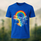 Vivid Rainbow Storm Soft Cotton T-Shirt Royal Blue