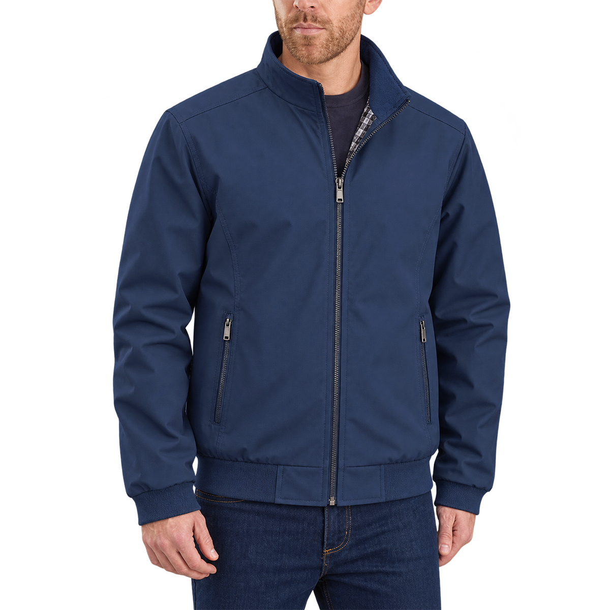 Vintage Classic Zip-Up Jacket Navy Blue