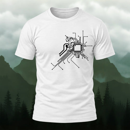 Clean Tech Microchip Soft Cotton T-Shirt White
