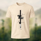 Minimalist Geometric Print Casual Cotton T-Shirt Beige