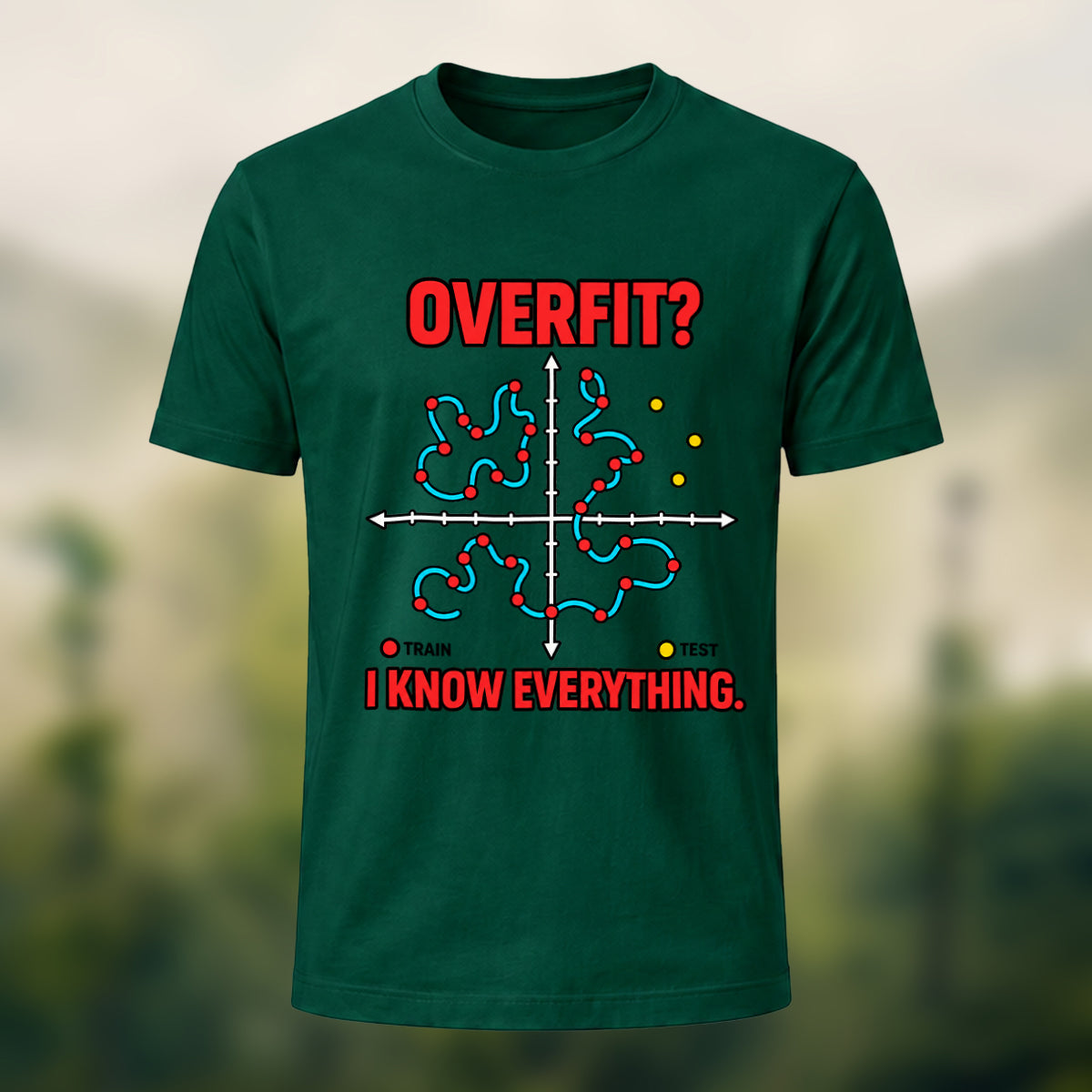 Overfit Print Casual Premium Cotton T-Shirt Forest Green