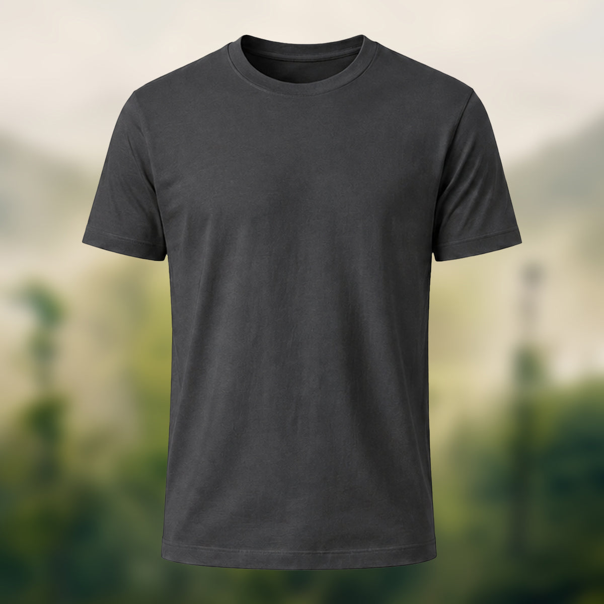 Custom Print Solid Color Short Sleeve Cotton T-shirt Charcoal
