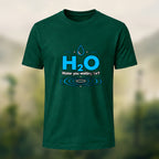 Water Molecule Print Casual Cotton T-Shirt Forest Green