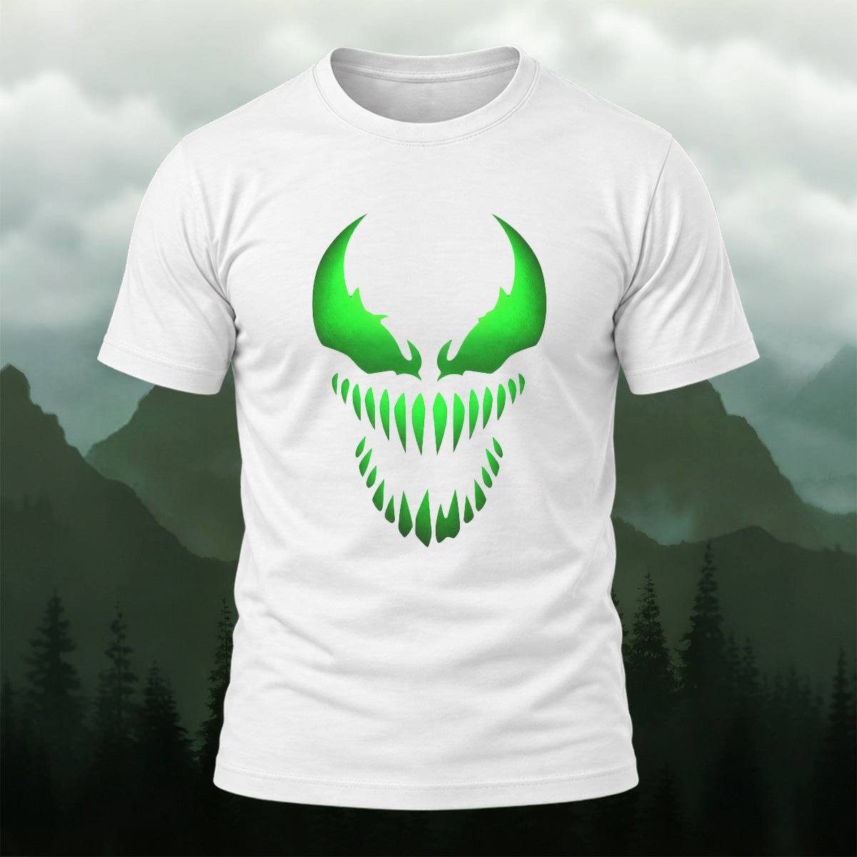 Toxic Dark Monster Face Premium Cotton T-Shirt White