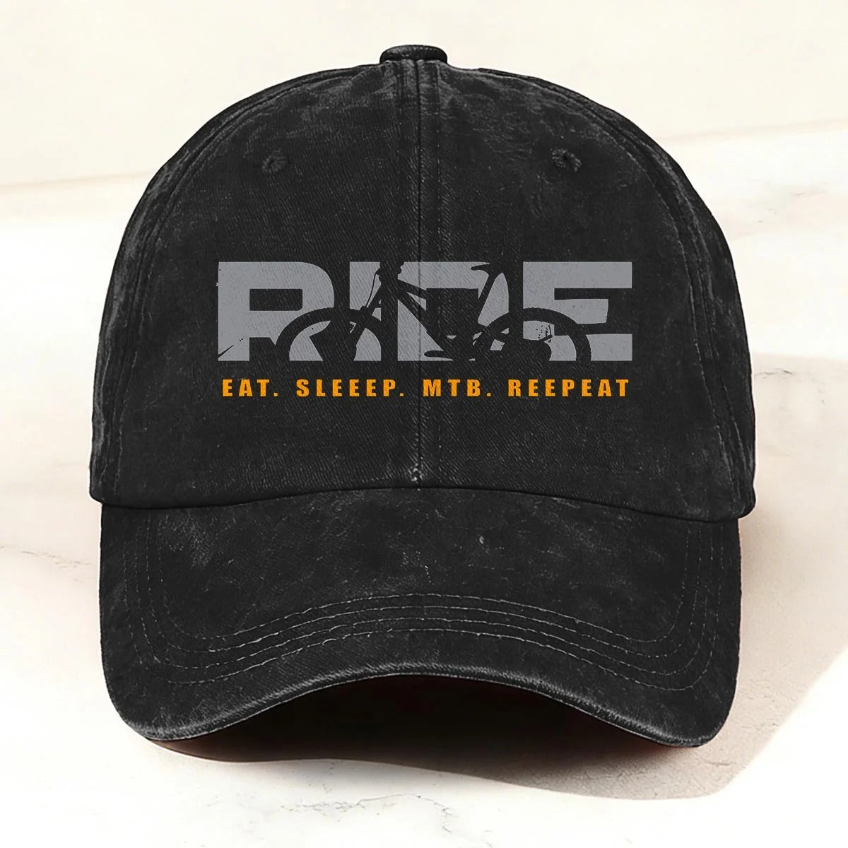 Casual MTB Ride Washed Baseball Cap Black