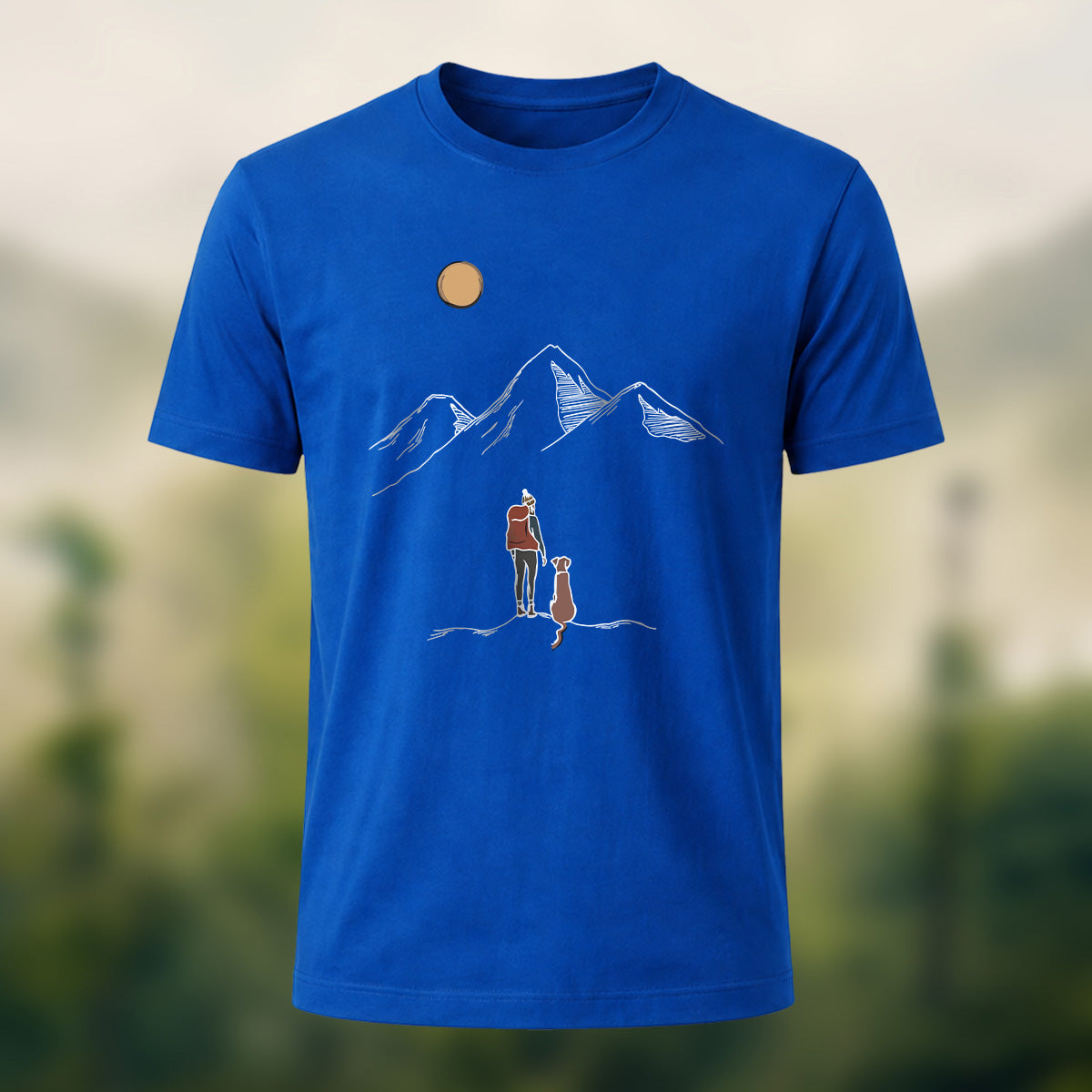 Hiking Buddy Printed Casual Soft Cotton T-Shirt Royal Blue