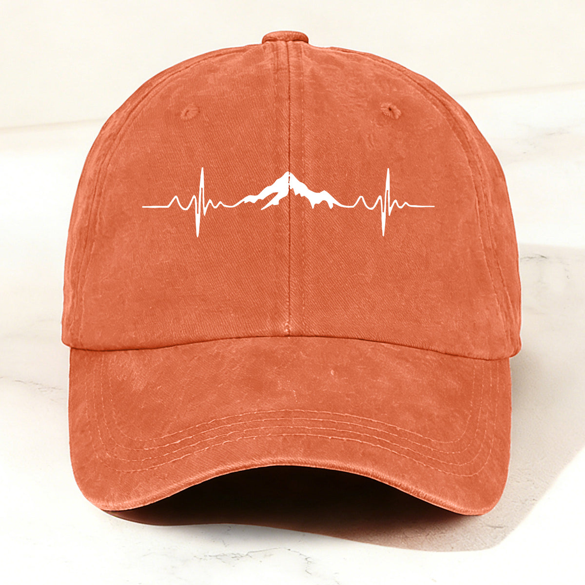 Outdoor Mountain Heartbeat Baseball Cap Orange