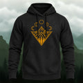 Cotton Made Geometric Mountain Landscape Hoodie Black