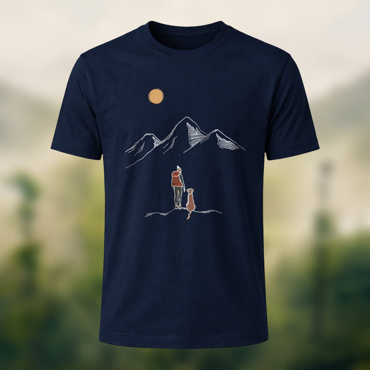 Hiking Buddy Printed Casual Soft Cotton T-Shirt Navy