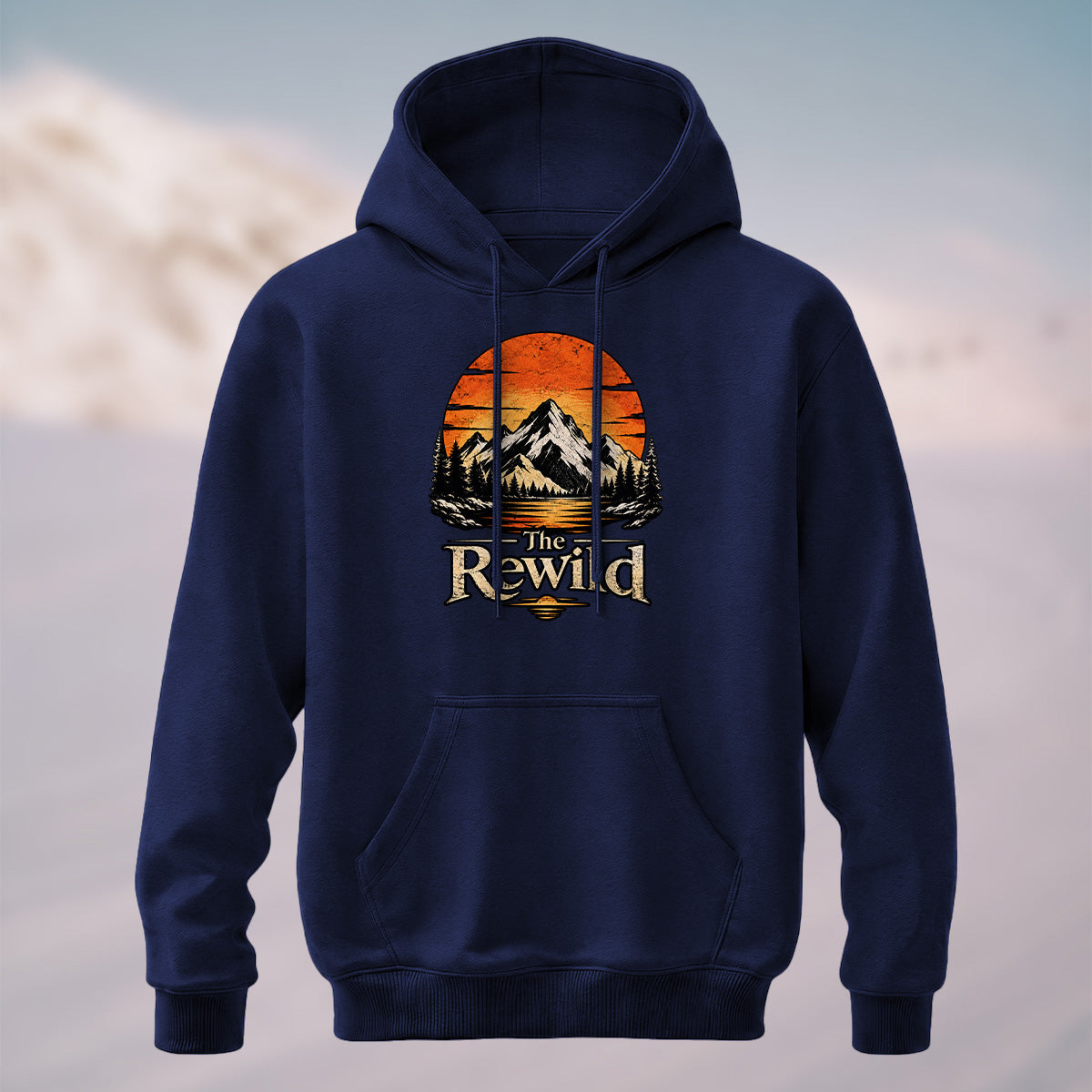Cotton Made Vintage Mountain Sunset Hoodie Navy