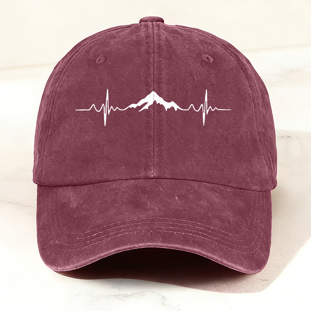 Outdoor Mountain Heartbeat Baseball Cap Claret