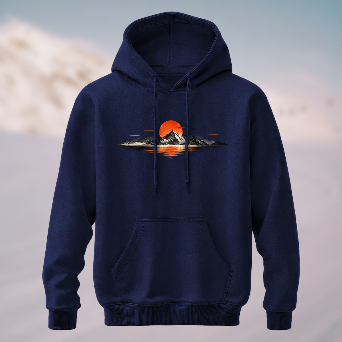 Cotton Made Vintage Sunset Reflection Hoodie Navy