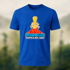 Volcano Print Casual Soft Cotton T-Shirt Royal Blue