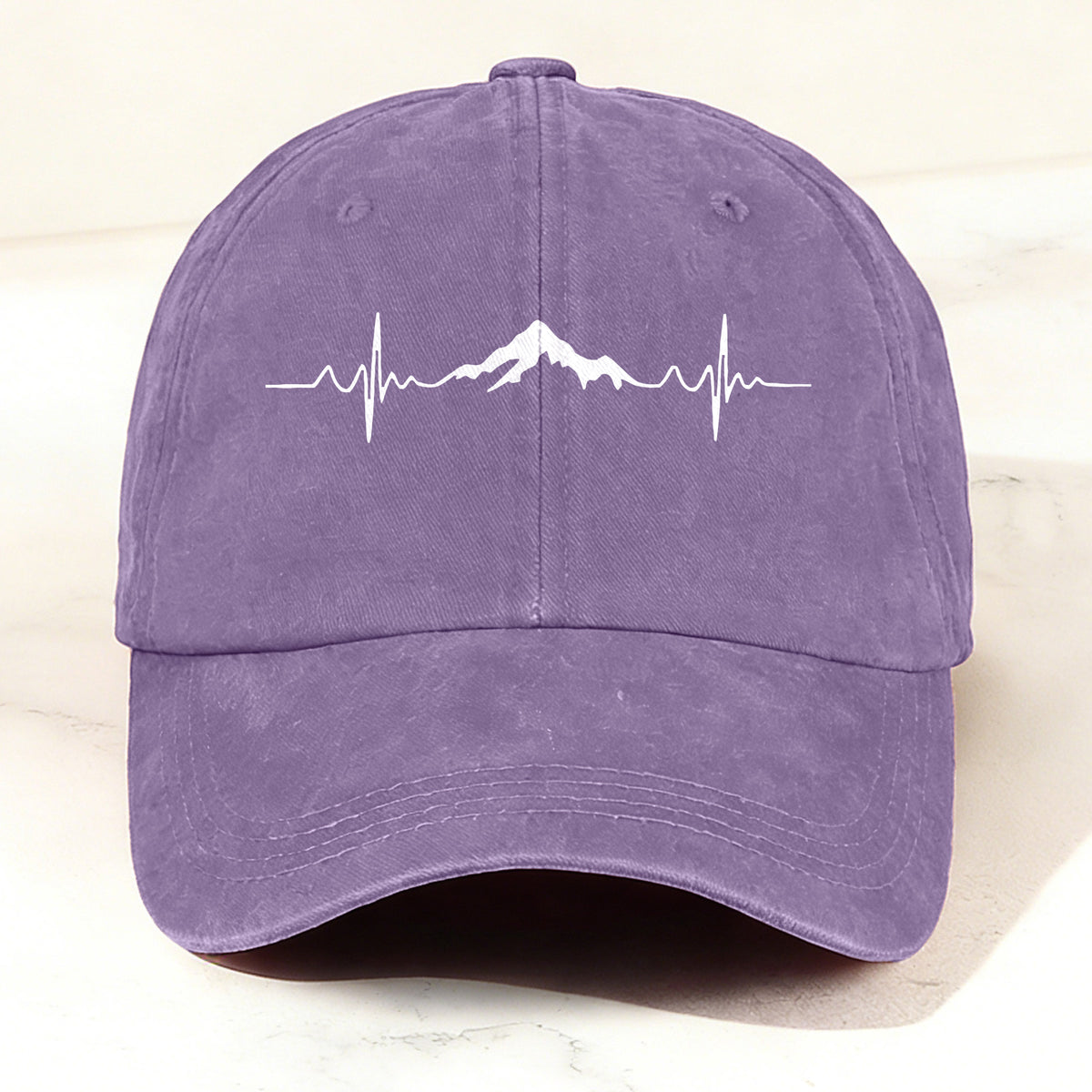Outdoor Mountain Heartbeat Baseball Cap Purple