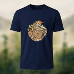 Artistic Tree Ring Topography Premium Cotton Tee Navy