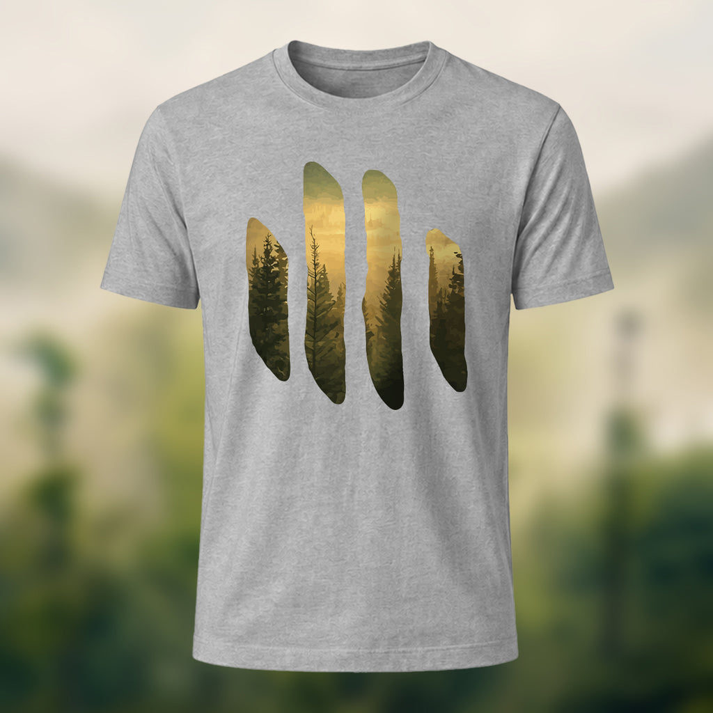 Serene Forest Art Print Casual T-Shirt Heather Grey