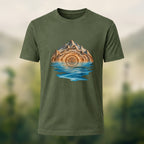 Geological Mountain Premium Cotton T-Shirt Olive Green