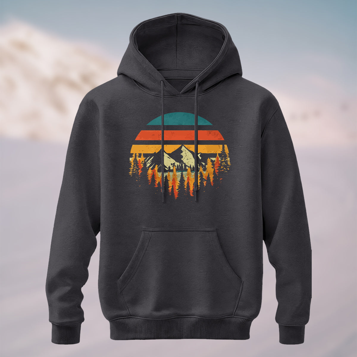 Cotton Made Vintage Mountain Forest Hoodie Dkgy