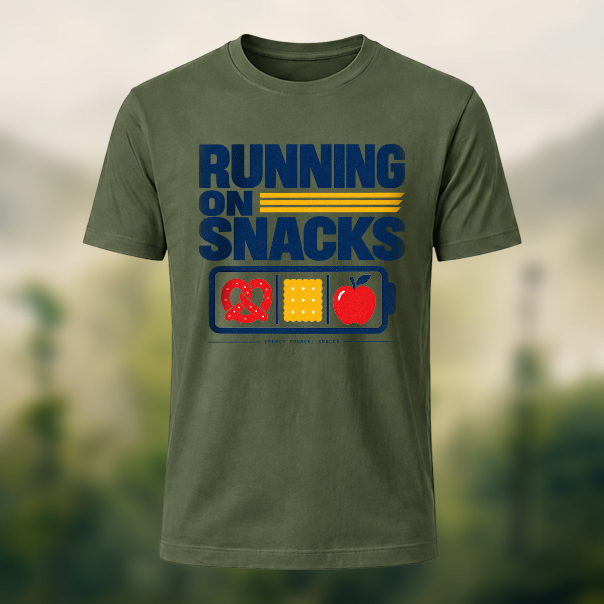 Casual Snack Fuel Soft Cotton T-Shirt Olive Green