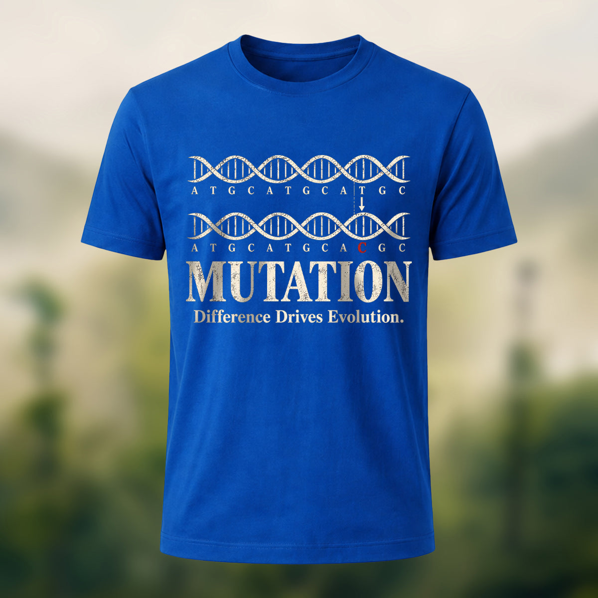 DNA Mutation Print Casual Soft Cotton T-Shirt Royal Blue