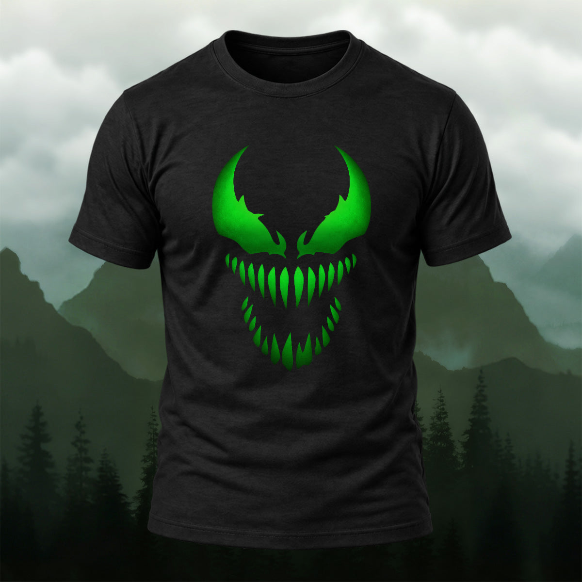 Toxic Dark Monster Face Premium Cotton T-Shirt Black