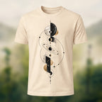 Mystical Geometric Planet Soft Cotton T-Shirt Beige