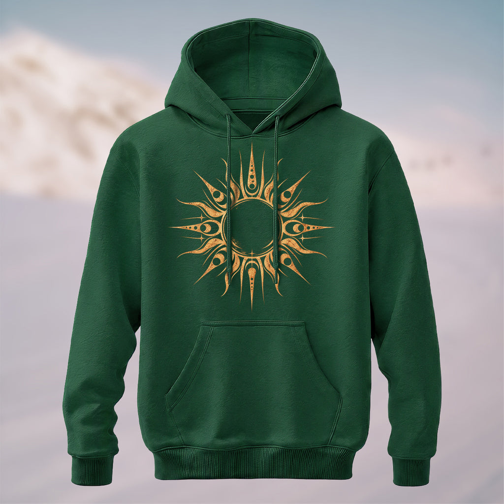 Cotton Made Mystical Sun Talisman Hoodie Forest Green