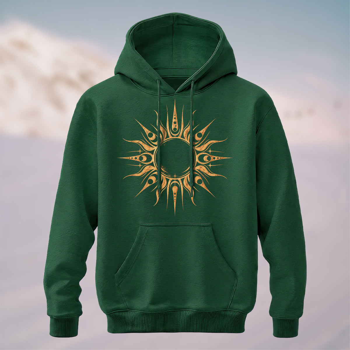 Cotton Made Mystical Sun Talisman Hoodie Forest Green
