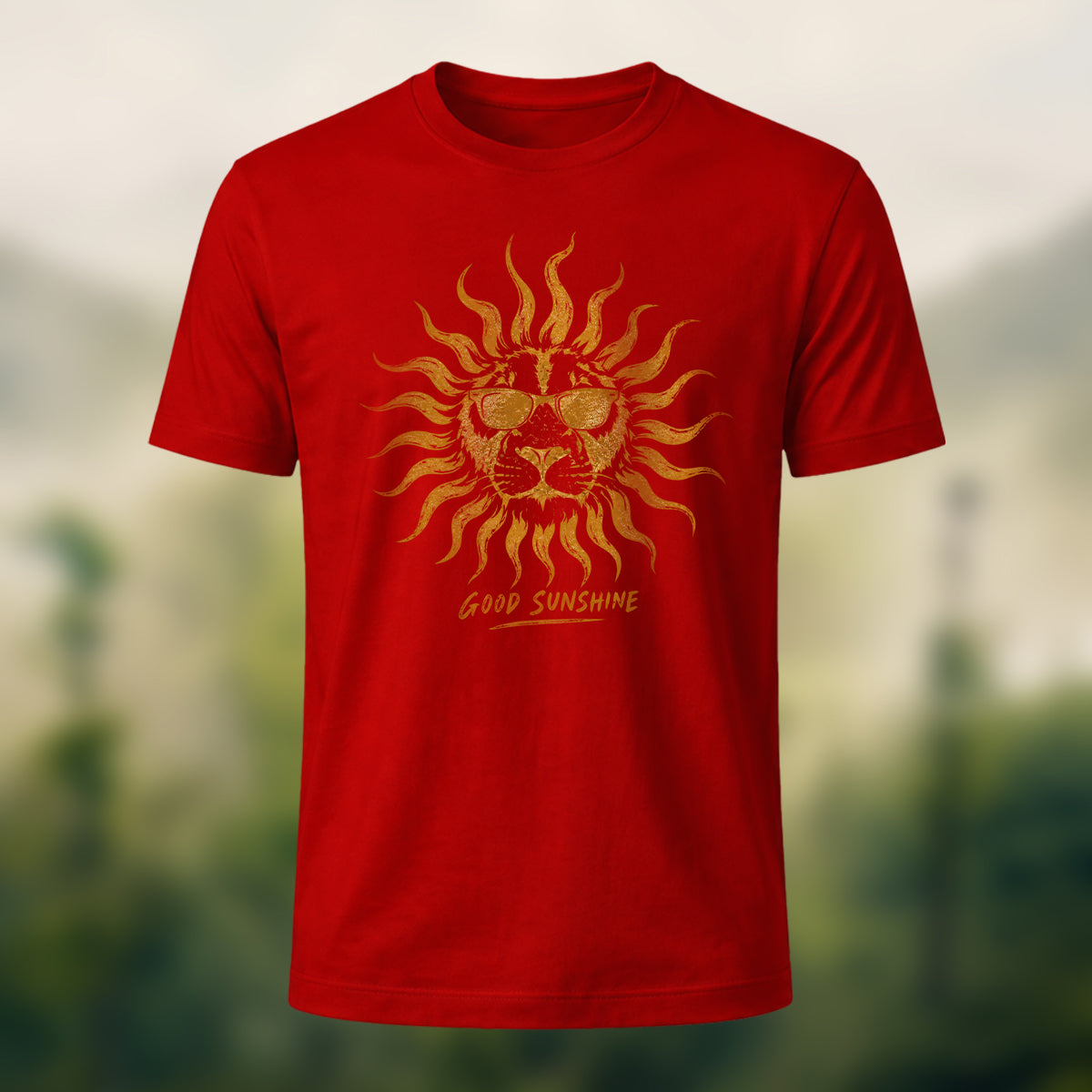 Creative Vintage Lion Premium Cotton T-Shirt Red