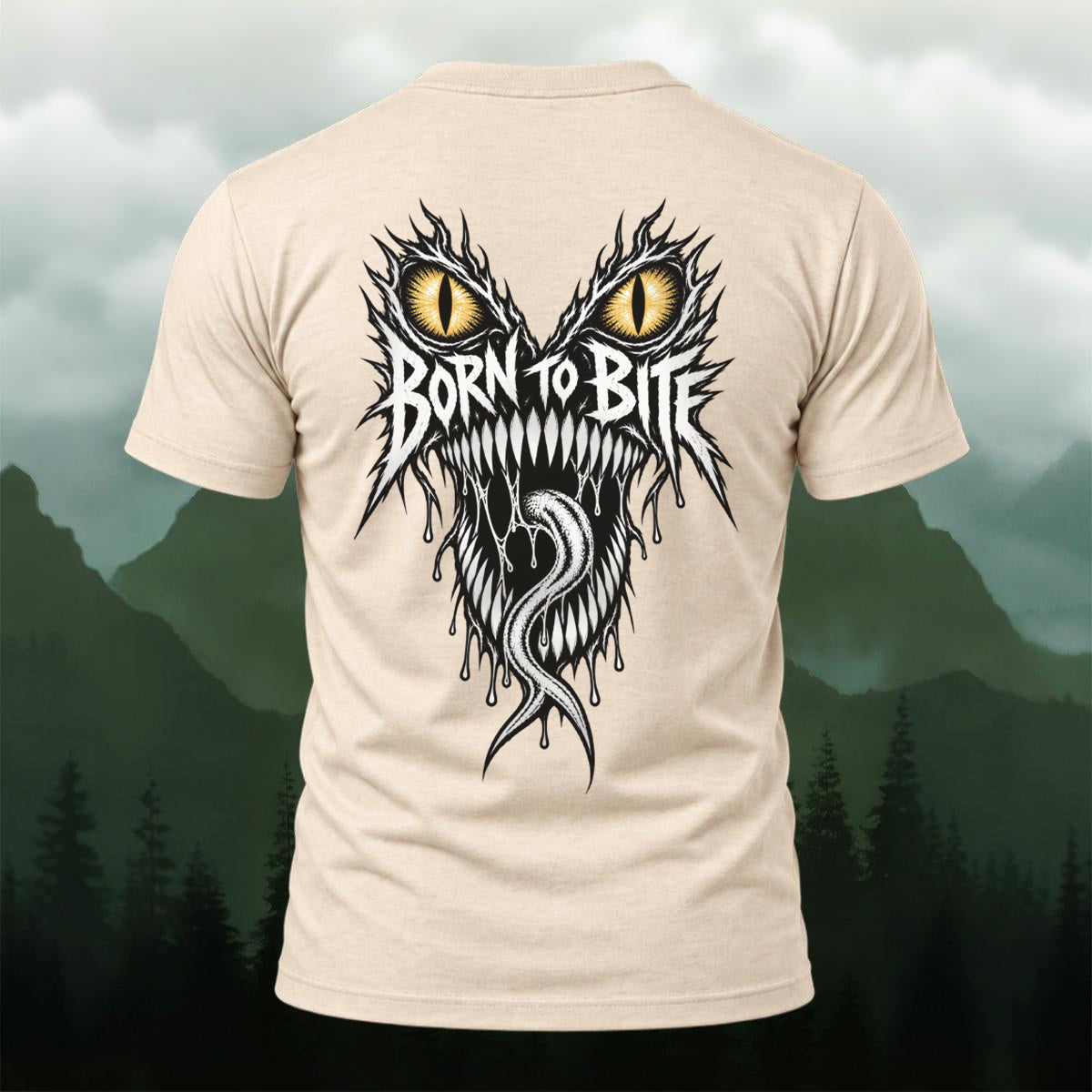 Dark Fierce Beast Combed Cotton T-Shirt Beige