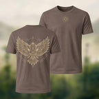 Viking Eagle Print Combed Cotton T-Shirt Coffee