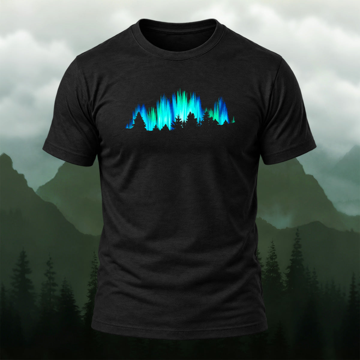 Creative Mountain and Forest Print Outdoor Cotton Tee