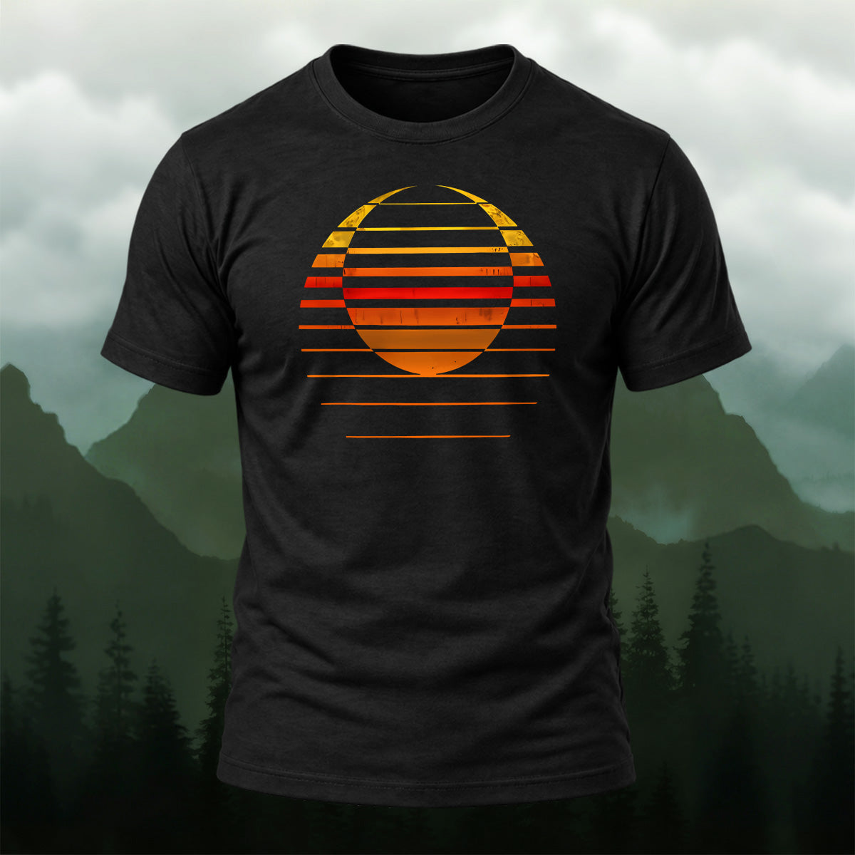 Artistic Sunset Print Casual Soft Cotton T-Shirt