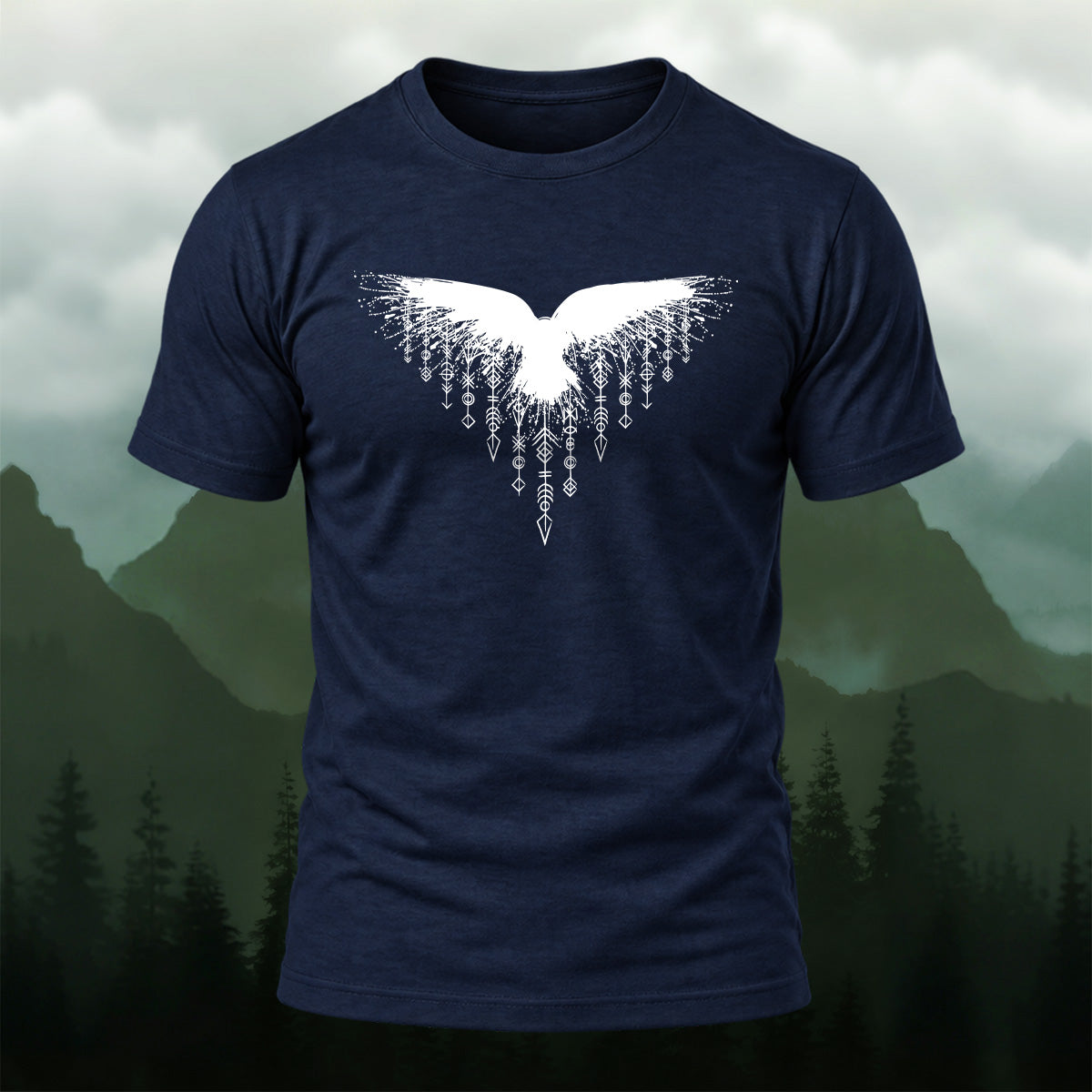 Wings Viking Print Casual 100% Cotton T-Shirt