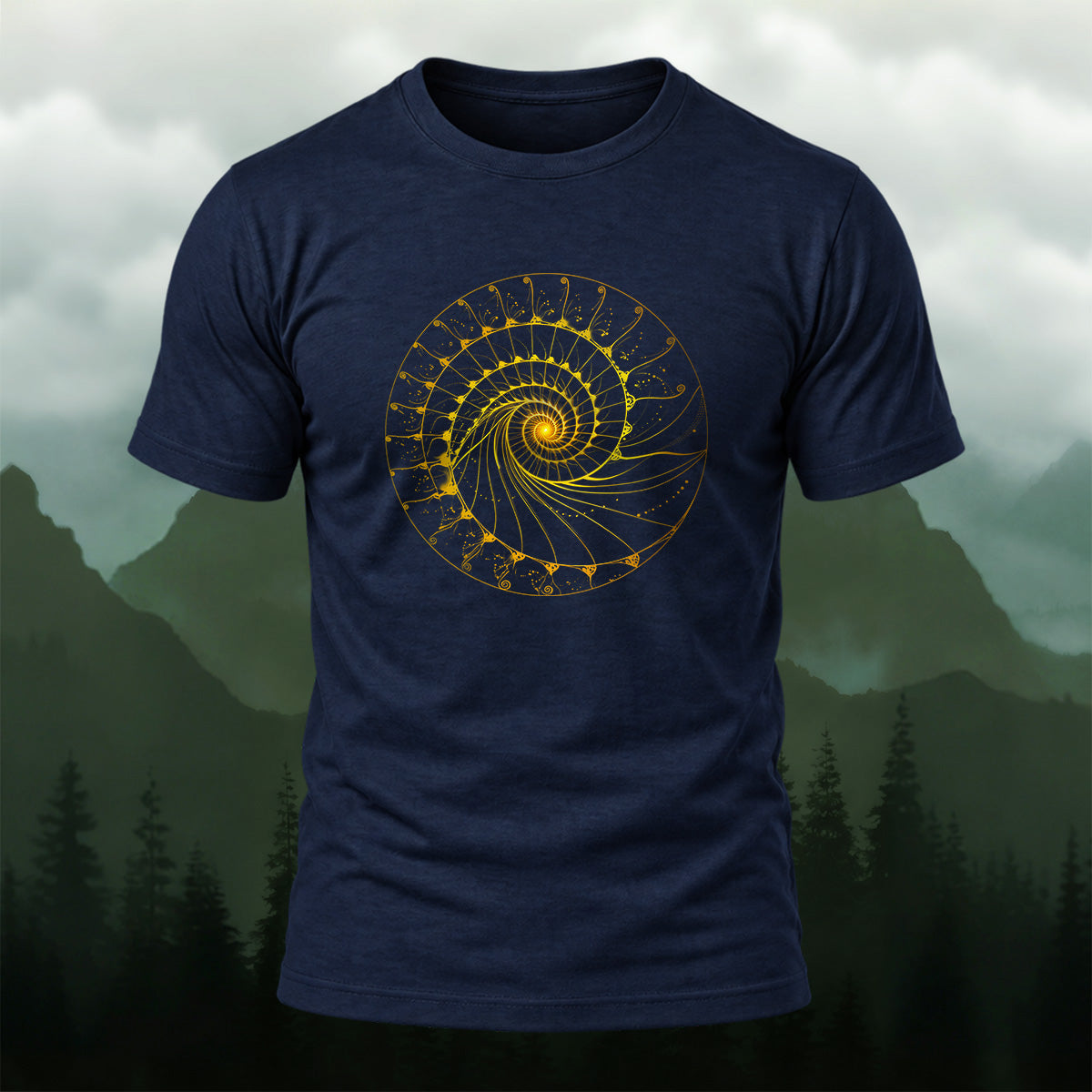 Fibonacci Spiral Print Casual Cotton T-Shirt