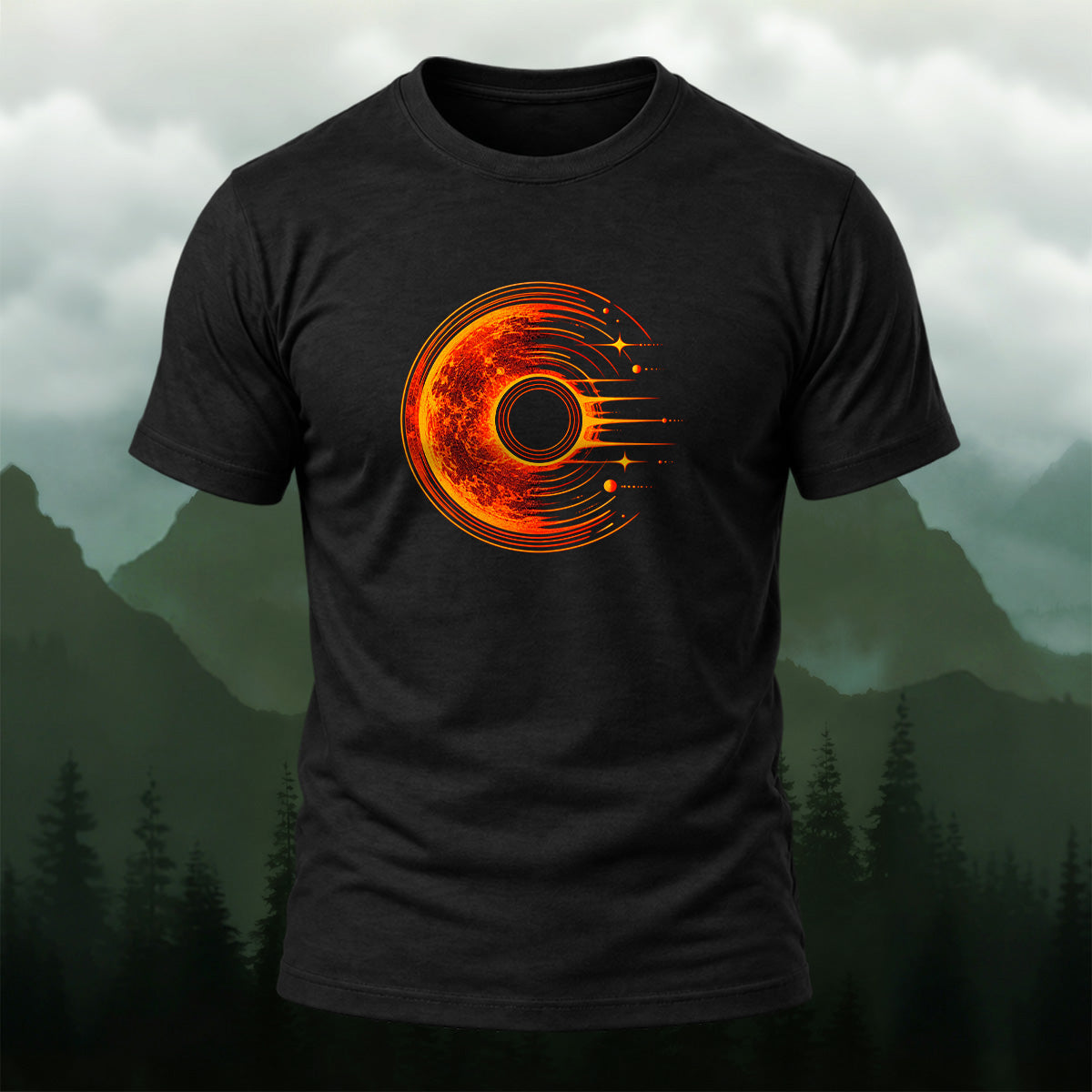 Solar Flare Print Combed Cotton T-Shirt