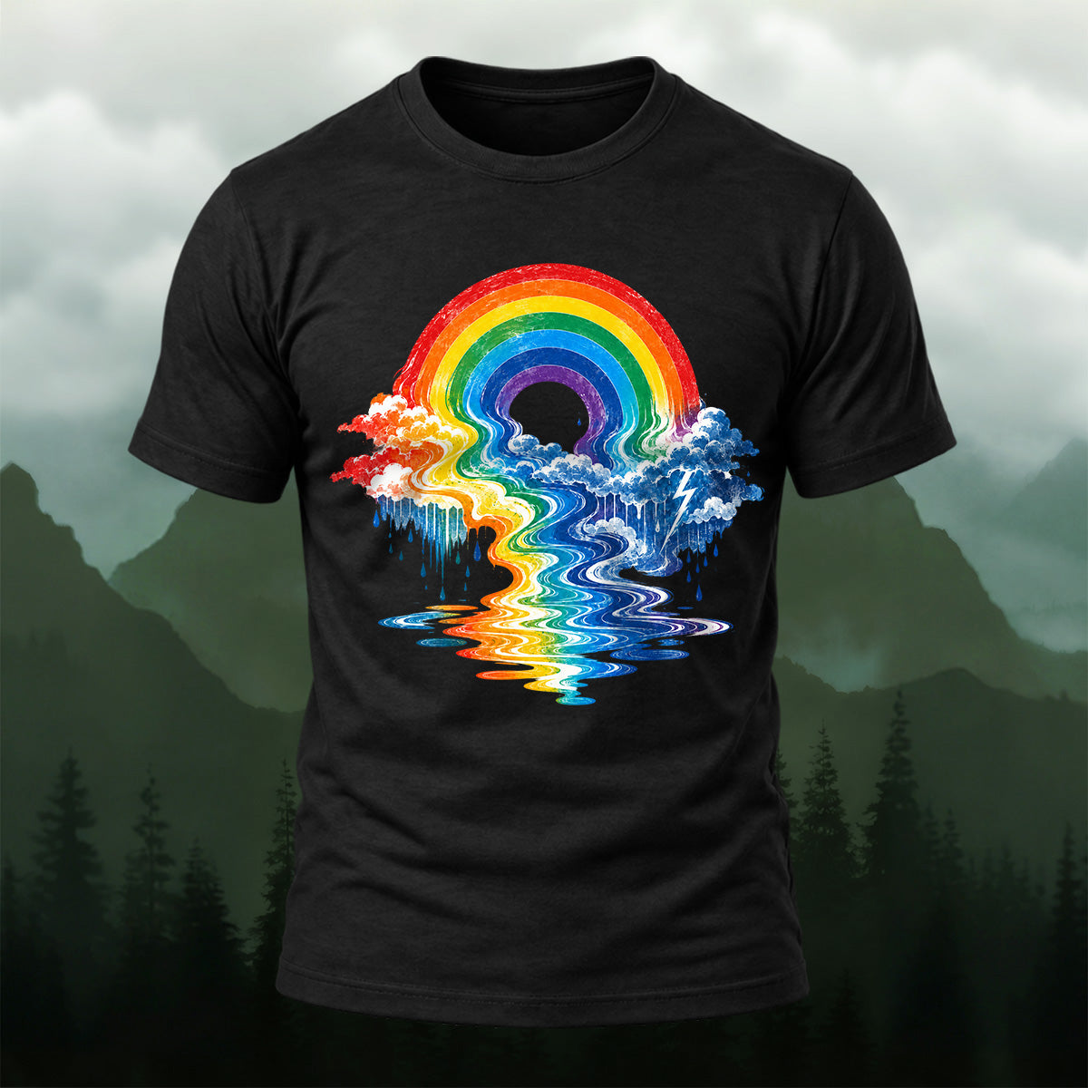 Vivid Rainbow Storm Soft Cotton T-Shirt